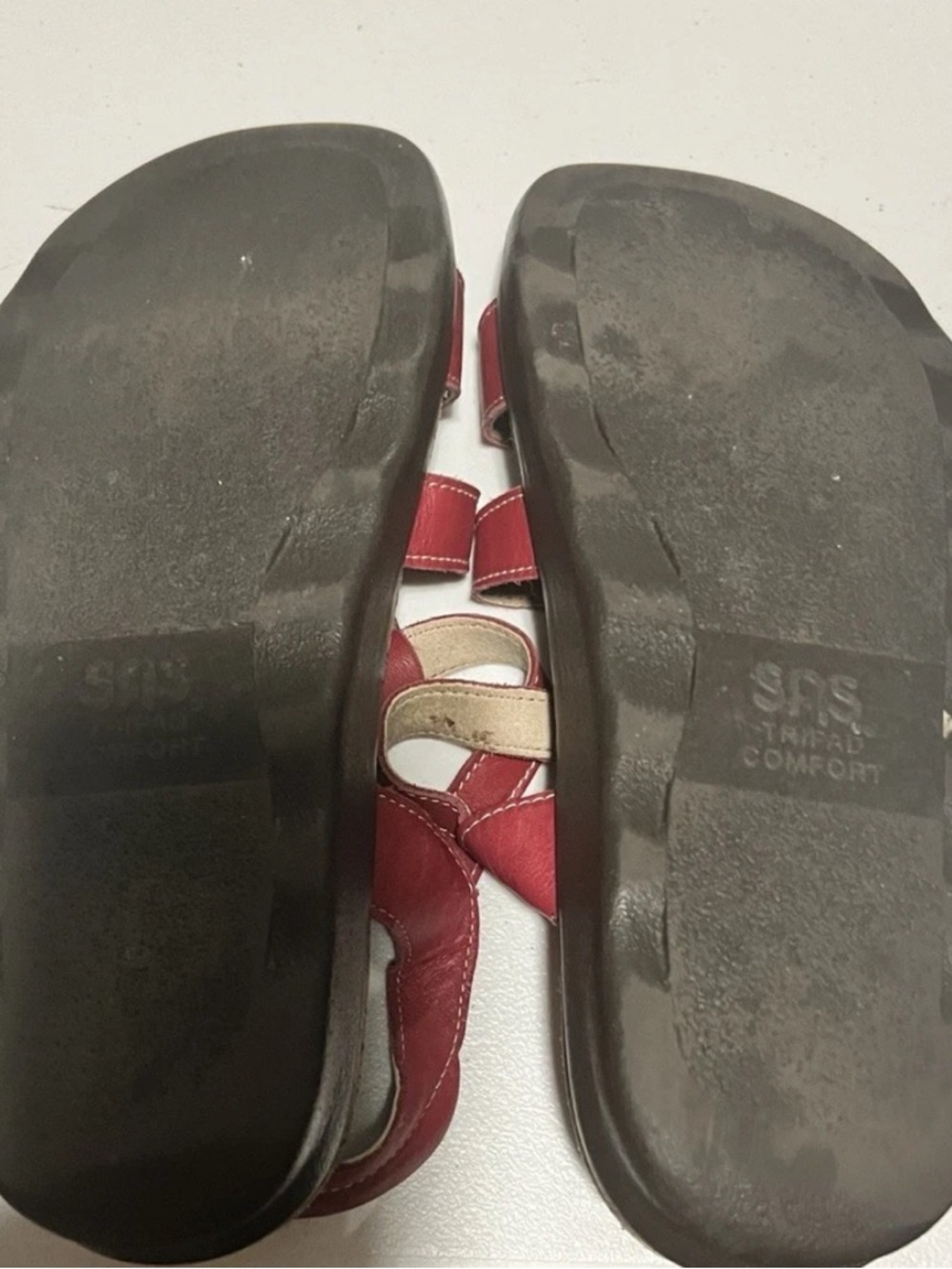 SAS Red Beaded Leather Gladiator Sandals - Picture 4 of 4
